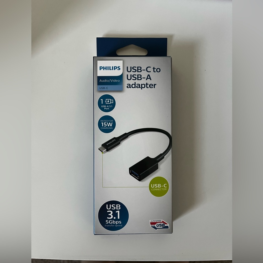 Philips USB-C to USB-A Adapter - Black